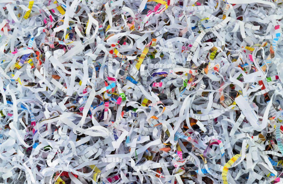 Shredded paper waste